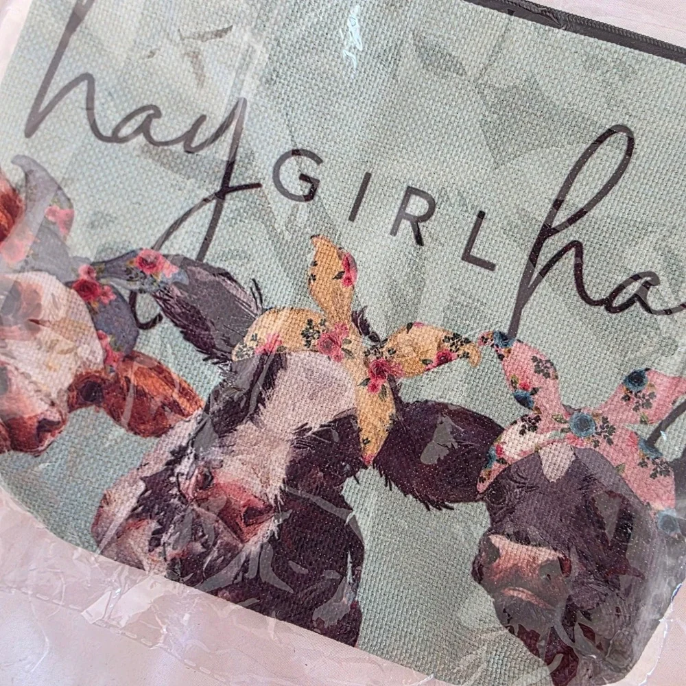 Cute Cow Hay Girl Hay Zipper‎ Pouch Cosmetic Bag Travel Organizer